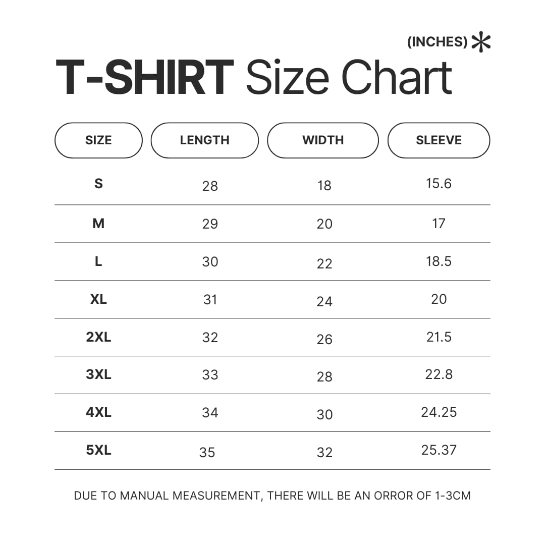 T shirt Size Chart - LSDREAM Shop