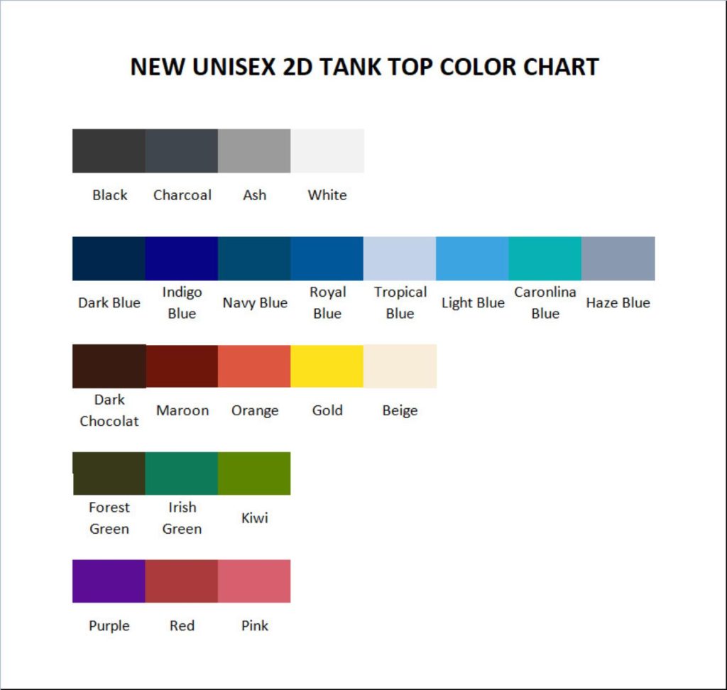 tank top color chart - LSDREAM Shop